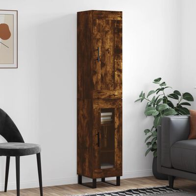 vidaXL Highboard røkt eik 34,5x34x180 cm konstruert tre