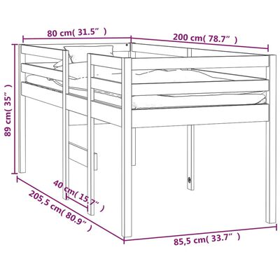 vidaXL Høyseng honningbrun 80x200 cm heltre furu