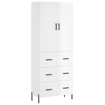 vidaXL Highboard høyglans hvit 69,5x34x180 cm konstruert tre