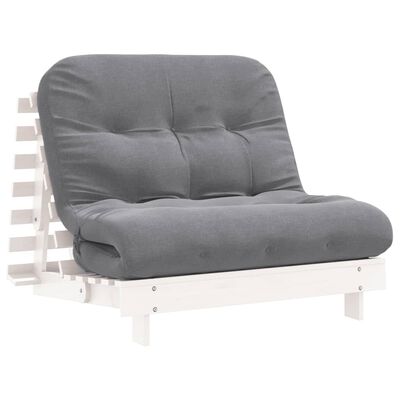 vidaXL Futonsofa med madrass hvit 100x206x11 cm heltre furu