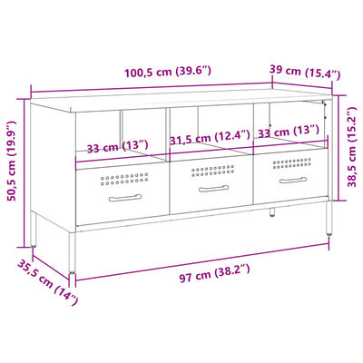 vidaXL TV-benk rosa 100,5x39x50,5 cm stål