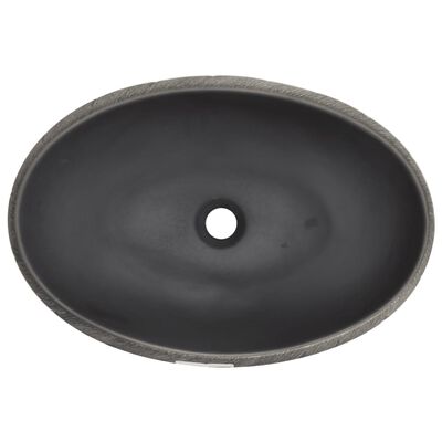 vidaXL Benkeservant svart og grå oval 59x40x15 cm keramikk