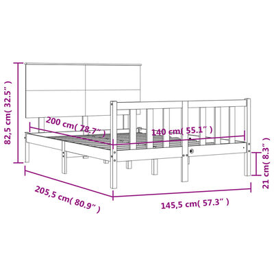 vidaXL Sengeramme med hodegavl svart 140x200 cm heltre