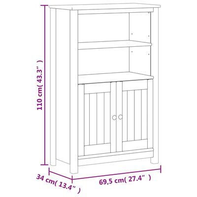 vidaXL Baderomsskap BERG hvit 69,5x34x110 cm heltre furu