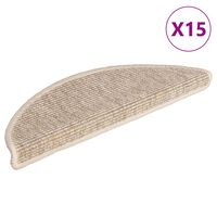 vidaXL Selvklebende trappematter 15 stk 56x17x3 cm lysebeige