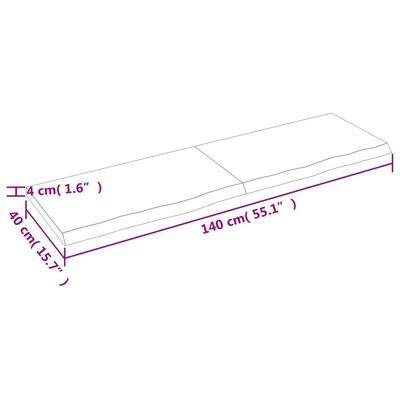 vidaXL Bordplate 140x40x(2-4) cm ubehandlet heltre eik