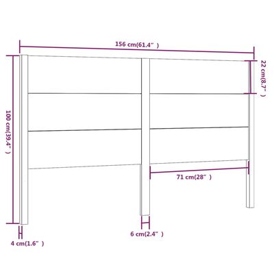 vidaXL Sengegavl 156x4x100 cm heltre furu