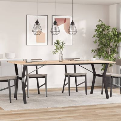 vidaXL Spisebord Y-ramme 200x100x75 cm heltre furu og støpejern