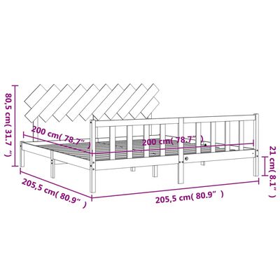 vidaXL Sengeramme med hodegavl 200x200 cm heltre