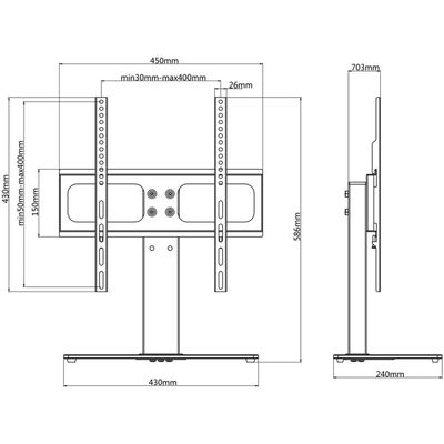 vidaXL TV-stativ for 26-42 tommers skjerm maks. VESA 400x400 mm 30 kg