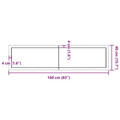 vidaXL Vegghylle mørkebrun 160x40x(2-4) cm behandlet heltre eik