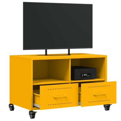 vidaXL TV-benk sennepsgul 68x39x43,5 cm stål