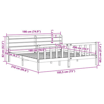 vidaXL Sengeramme uten madrass hvit 180x200 cm heltre furu