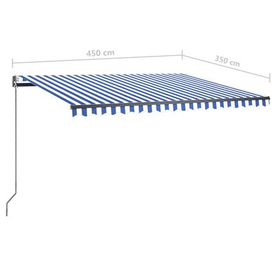 vidaXL Automatisk markise med vindsensor og LED 450x350 cm blå og hvit