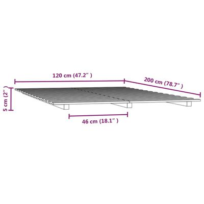 vidaXL Sengeramme svart 120x200 cm heltre furu