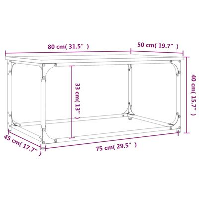 vidaXL Salongbord brun eik 80x50x40 cm konstruert tre og jern