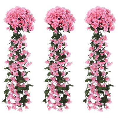 vidaXL Blomsterkranser for jul 3 stk rosa 85 cm