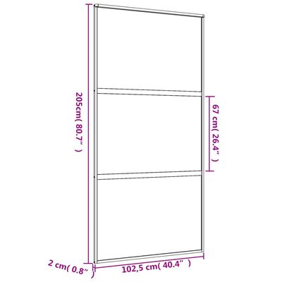 vidaXL Skyvedør gull 102,5x205 cm frostet ESG glass og aluminium