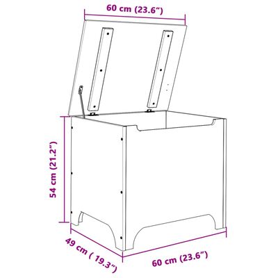 vidaXL Putekasse med lokk RANA 60x49x54 cm heltre furu