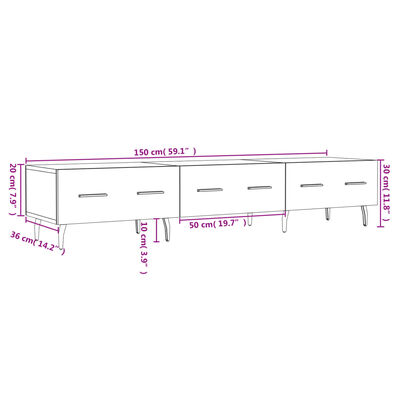 vidaXL TV-benk sonoma eik 150x36x30 cm konstruert tre