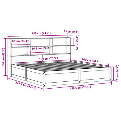 vidaXL Sengeramme uten madrass hvit 180x200 cm heltre furu