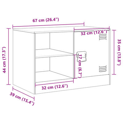 vidaXL TV-benk sennepsgul 67x39x44 cm stål