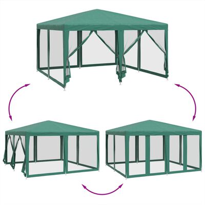 vidaXL Festtelt med 8 sidevegger av netting grønn 4x4 m HDPE