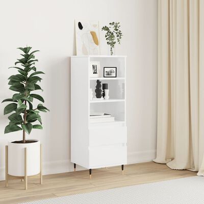 vidaXL Highboard høyglans hvit 40x36x110 cm konstruert tre