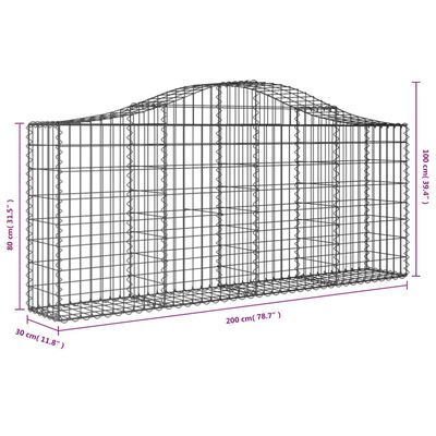 vidaXL Gabionkurver buede 40 stk 200x30x80/100 cm galvanisert jern