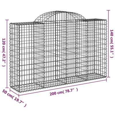 vidaXL Gabionkurver buede 5 stk 200x50x120/140 cm galvanisert jern