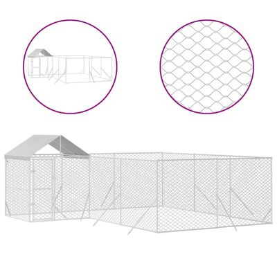 vidaXL Utendørs hundekennel sølv 6x6x2,5 m galvanisert stål