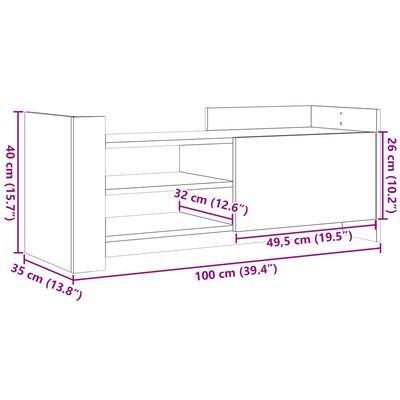 vidaXL TV-benk sonoma eik 100x35x40 cm konstruert tre