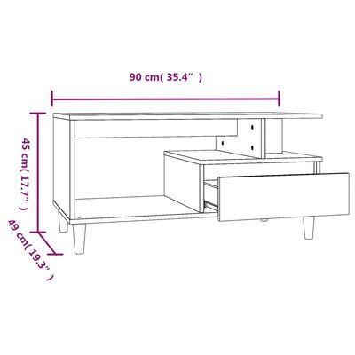 vidaXL Salongbord brun eik 90x49x45 cm konstruert tre