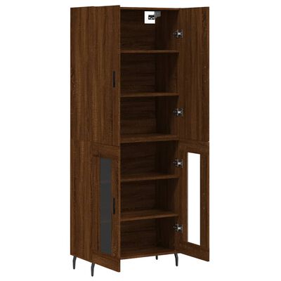 vidaXL Highboard brun eik 69,5x34x180 cm konstruert tre