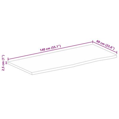 vidaXL Bordplate 140x60x2,5 cm naturlig kant heltre mango