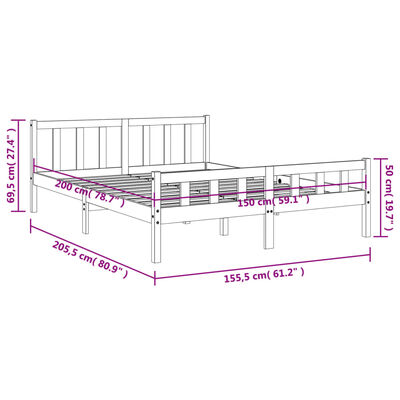 vidaXL Sengeramme uten madrass brun 150x200 cm heltre furu