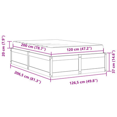 vidaXL Seng med madrass hvit 120x200 cm heltre furu