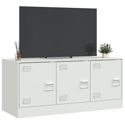 vidaXL TV-benk hvit 99x39x44 cm stål