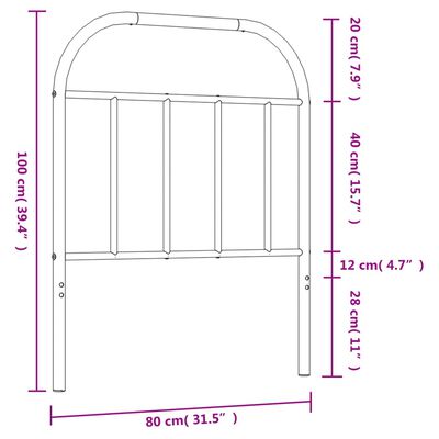 vidaXL Sengegavl i metall svart 75 cm