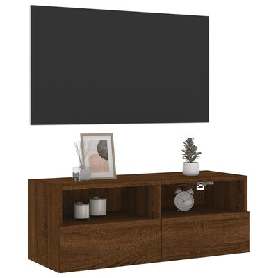 vidaXL Vegghengt TV-benk brun eik 80x30x30 cm konstruert tre