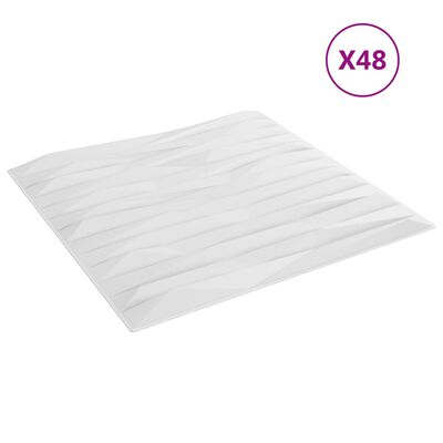 vidaXL Veggpaneler 48 stk hvit 50x50 cm XPS 12 m² stein