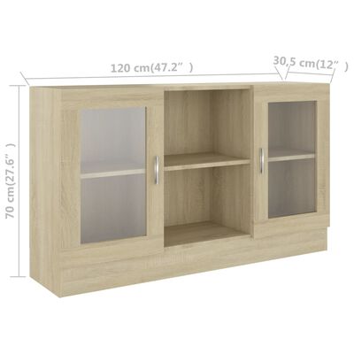 vidaXL Vitrine sonoma eik 120x30,5x70 cm konstruert tre