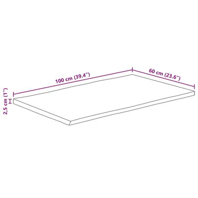 vidaXL Bordplate 100x60x2,5 cm naturlig kant heltre mango