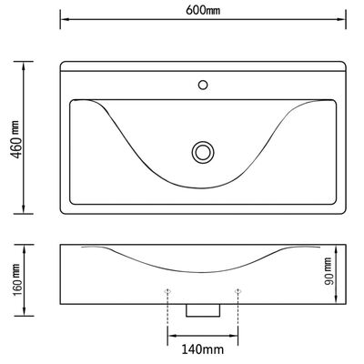 Luksus keramisk servant 60x46cm hvit