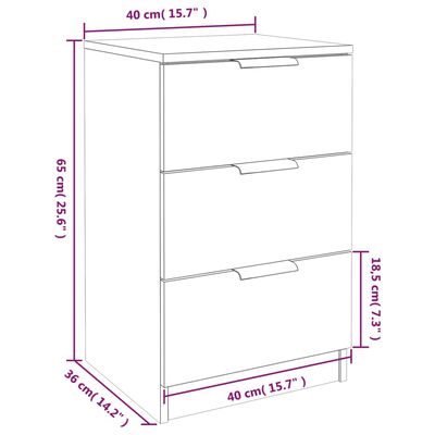 vidaXL Nattbord 2 stk svart 40x36x65 cm