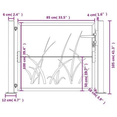 vidaXL Hageport antrasitt 105x105 cm stål gressdesign