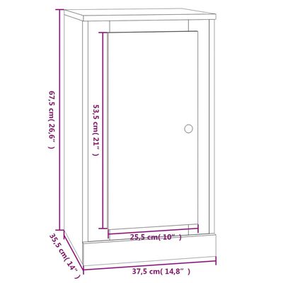 vidaXL Skjenk brun eik 37,5x35,5x67,5 cm konstruert tre