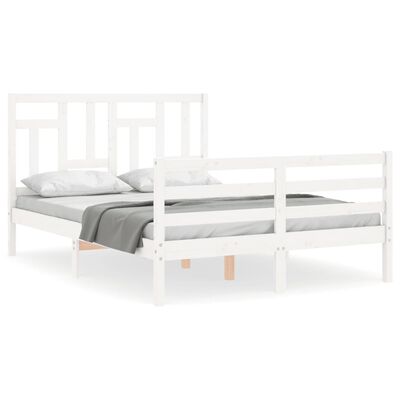 vidaXL Sengeramme med hodegavl hvit 4FT small double heltre