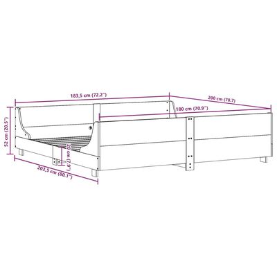 vidaXL Sengeramme uten madrass hvit 180x200 cm heltre furu