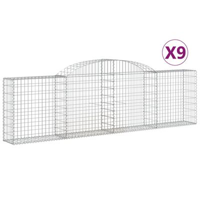 vidaXL Gabionkurver buede 9 stk 300x30x80/100 cm galvanisert jern